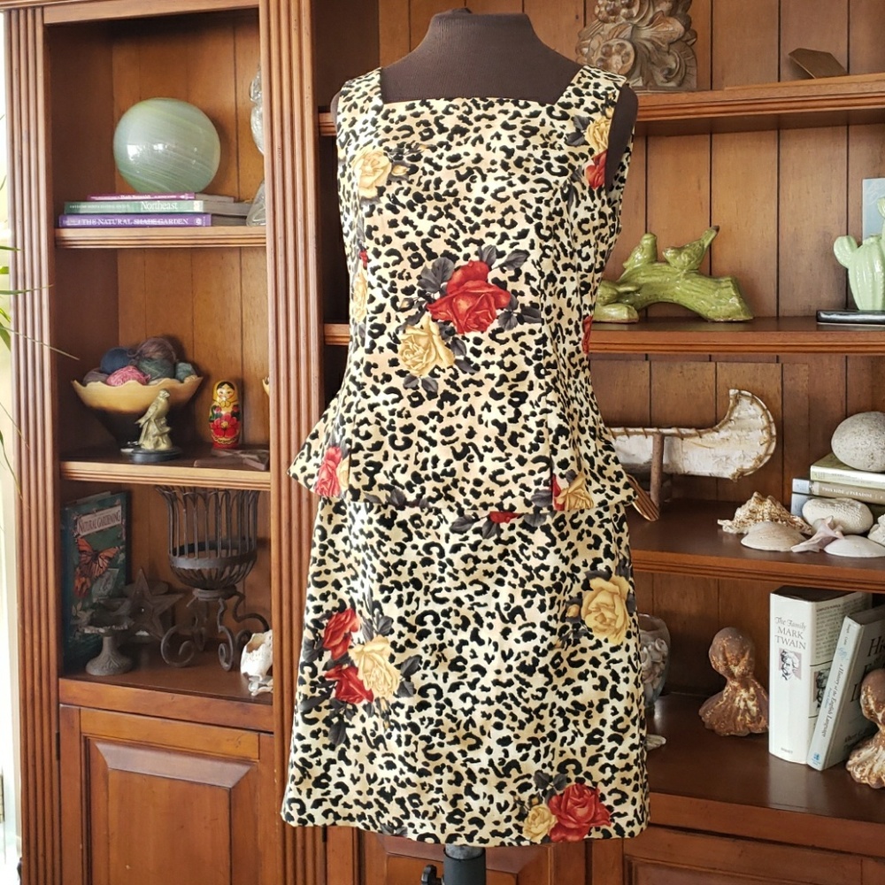 Rose and leopard  top and skirt dress